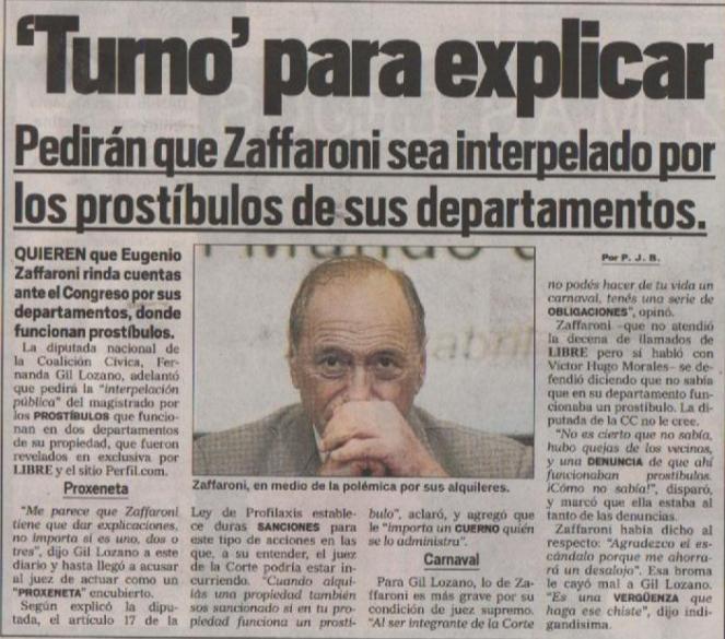 Eu-Genio Zaffaroni: pagó $ 12.500 de multa por explotación sexual